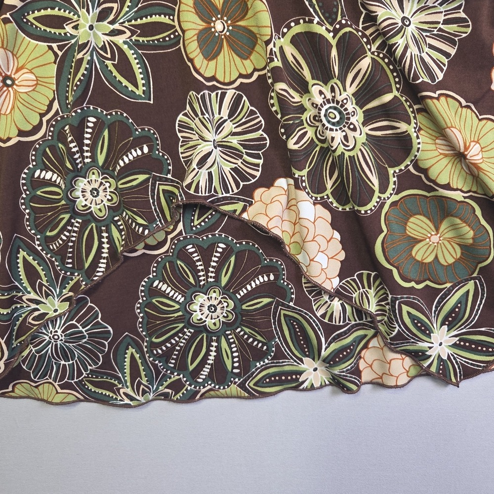 Cato Woman 18/20W Sleeveless Floral Asymmetrical Layered Tunic Top Brown Green P - Picture 5 of 13